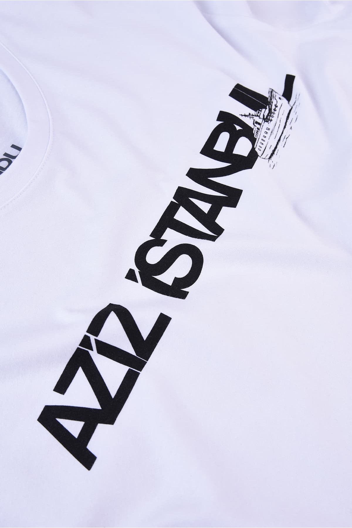 Aziz İstanbul Tasarım Pamuk Bisiklet Yaka Beyaz T-shirt 22’